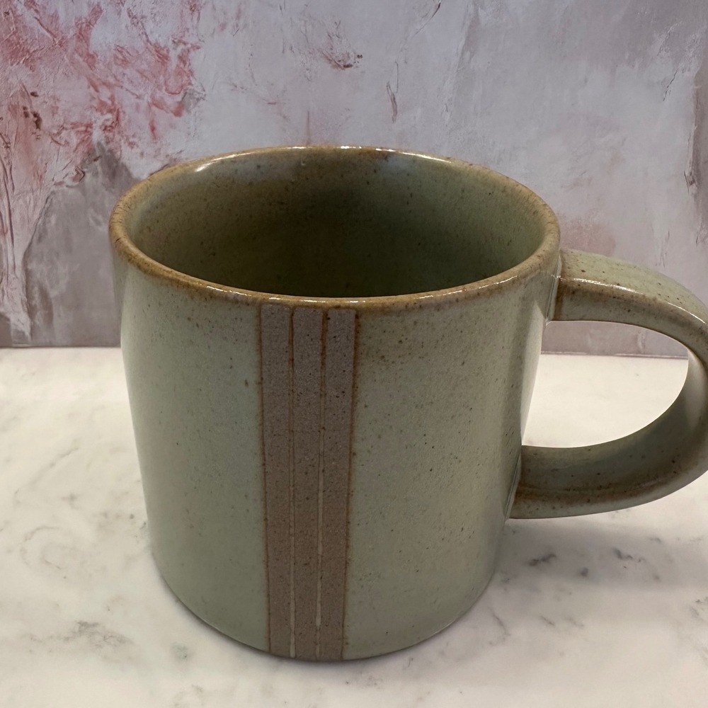 Hearth & Hand Magnolia Sage Green Striped Stoneware Coffee Mug Speckled 12oz